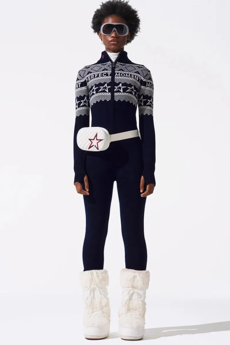 Hot Instarsia-Knit Merino Wool Jumpsuit Women Ski Layers