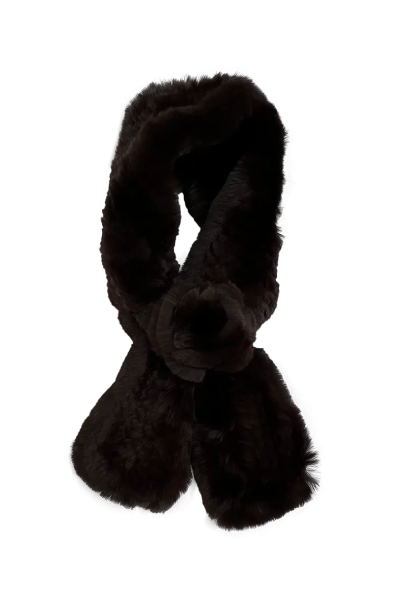 Best Knitted Rex Rabbit Pull-Though Scarves-Flower Detail Women Scarves|Rex Rabbit