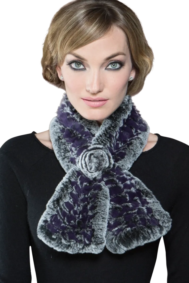 Best Knitted Rex Rabbit Pull-Though Scarves-Flower Detail Women Scarves|Rex Rabbit