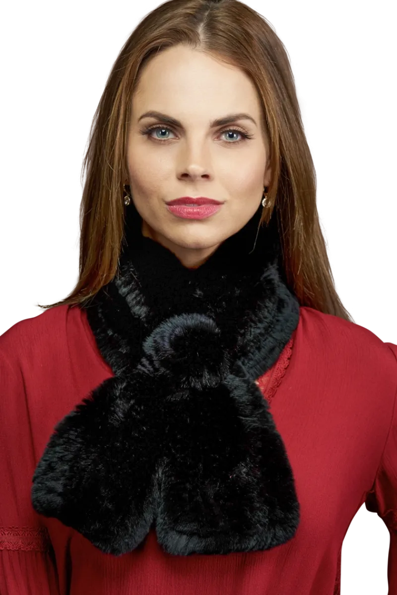 Best Knitted Rex Rabbit Pull-Though Scarves-Flower Detail Women Scarves|Rex Rabbit