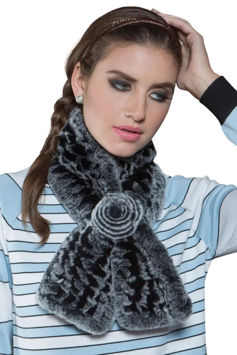 Best Knitted Rex Rabbit Pull-Though Scarves-Flower Detail Women Scarves|Rex Rabbit