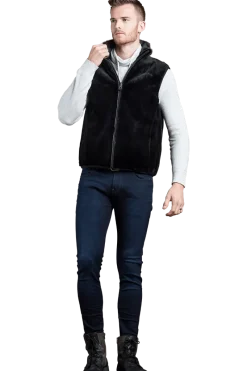 Clearance Men's 2 in 1 Camo Print Hooded Shell Jacket-Reversible Zip-Out Black Plucked Mink Fur Vest Women Furs And Shearlings|Mink