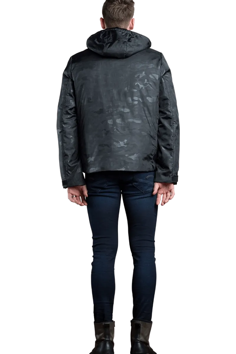 Clearance Men's 2 in 1 Camo Print Hooded Shell Jacket-Reversible Zip-Out Black Plucked Mink Fur Vest Women Furs And Shearlings|Mink