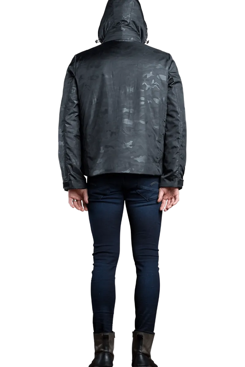 Clearance Men's 2 in 1 Camo Print Hooded Shell Jacket-Reversible Zip-Out Black Plucked Mink Fur Vest Women Furs And Shearlings|Mink