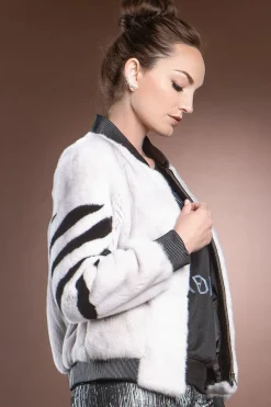 Best Mink Baseball Fur Jacket - Leather Trimming Women Fur Jackets