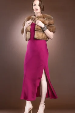 Best Natural Canadian Sable - Smoke Gray Sheared Mink Fur Jacket Bolero Women Fur Jackets
