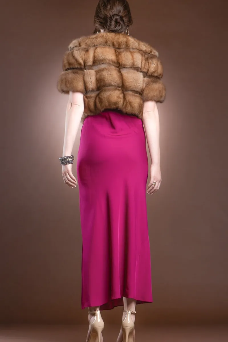 Best Natural Canadian Sable - Smoke Gray Sheared Mink Fur Jacket Bolero Women Fur Jackets
