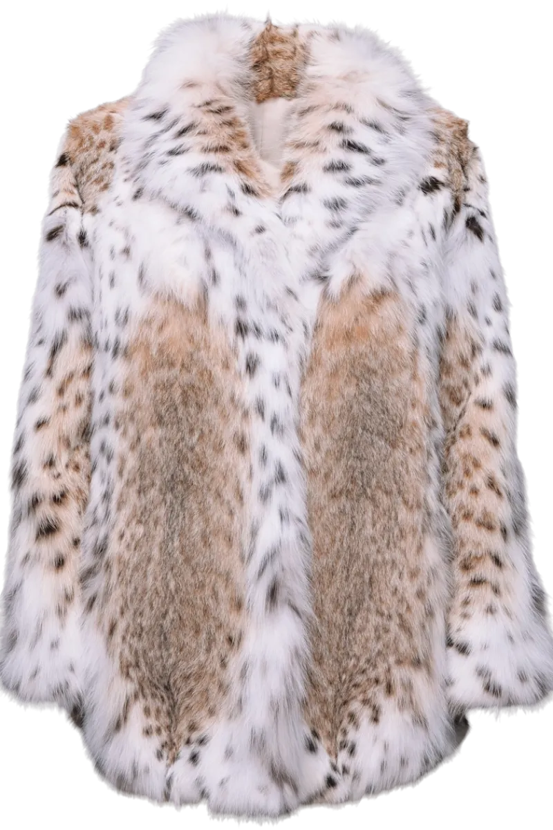 Hot Natural Classic American Lynx Fur Jacket Women Lynx|Fur Jackets