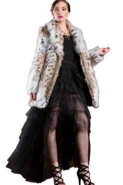 Hot Natural Classic American Lynx Fur Jacket Women Lynx|Fur Jackets