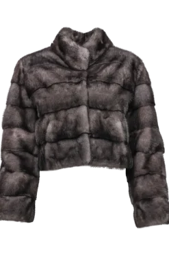 Discount Natural Dark Blue Iris Mink Fur Bolero Jacket Women Fur Jackets