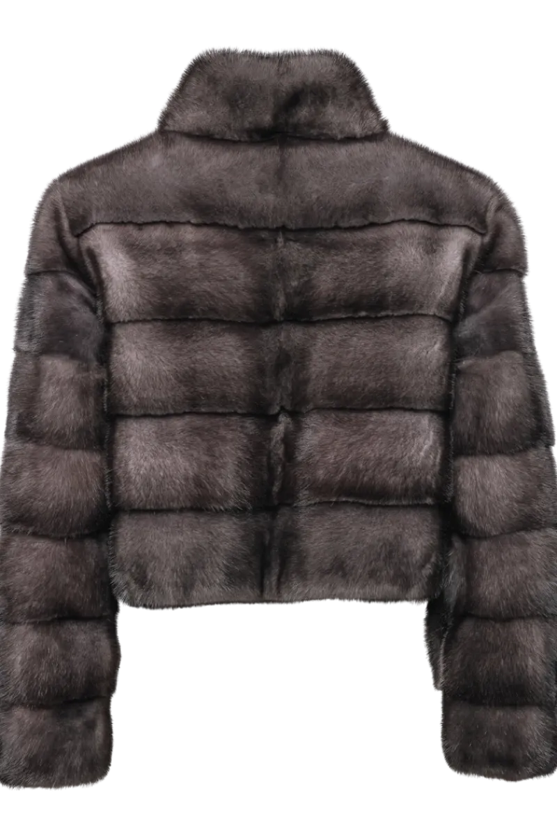 Discount Natural Dark Blue Iris Mink Fur Bolero Jacket Women Fur Jackets