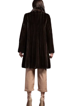 Online Natural Mid-Length Mink Fur Coat - Wing Collar - Straight Sleeve Women Mink|Fur Coats