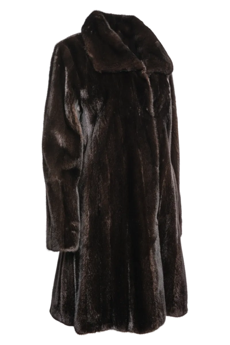 Online Natural Mid-Length Mink Fur Coat - Wing Collar - Straight Sleeve Women Mink|Fur Coats