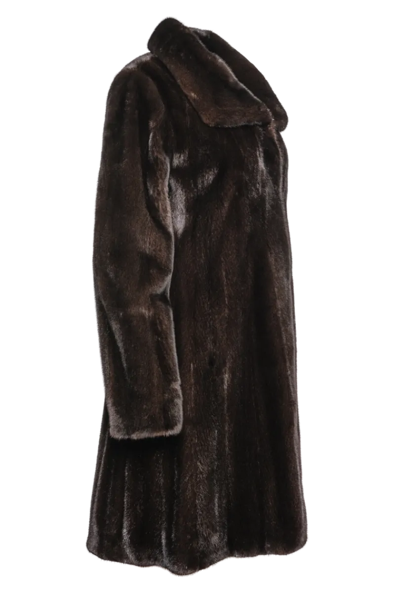 Online Natural Mid-Length Mink Fur Coat - Wing Collar - Straight Sleeve Women Mink|Fur Coats