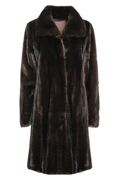 Online Natural Mid-Length Mink Fur Coat - Wing Collar - Straight Sleeve Women Mink|Fur Coats