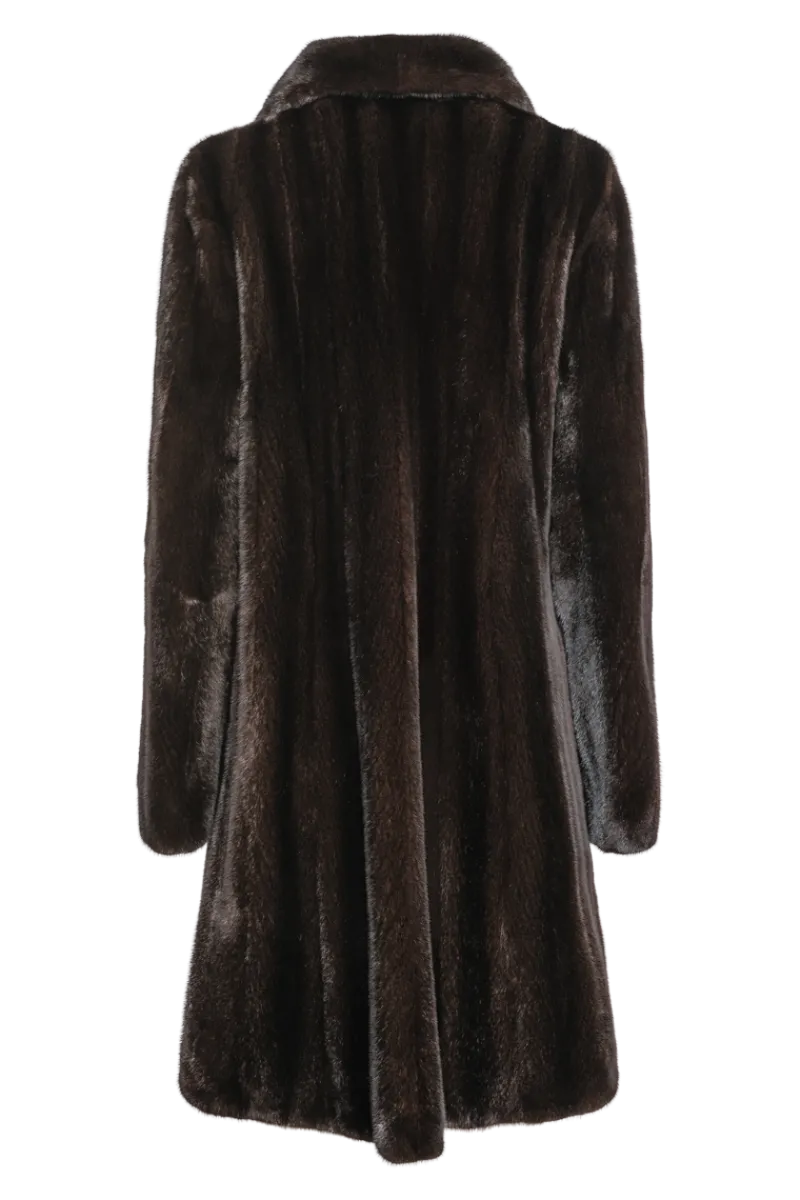 Online Natural Mid-Length Mink Fur Coat - Wing Collar - Straight Sleeve Women Mink|Fur Coats
