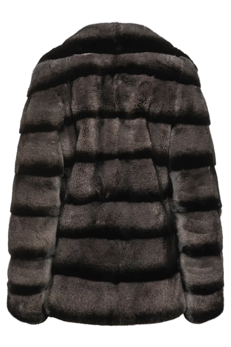 New Horizontal Mink Fur Jacket - Notch Collar Women Fur Jackets