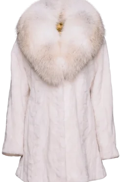 Online Sheared Mink Sections Fur Jacket - Golden Island Fox Fur Collar Women Fox|Mink