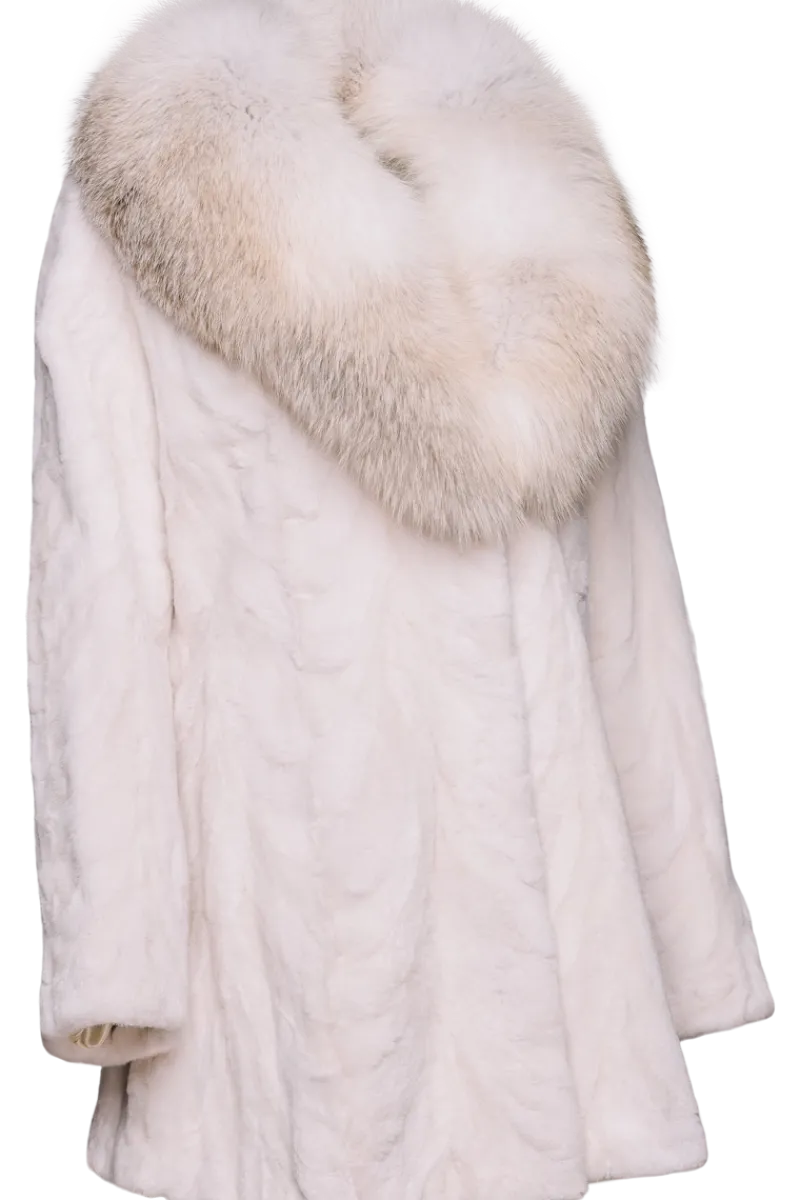 Online Sheared Mink Sections Fur Jacket - Golden Island Fox Fur Collar Women Fox|Mink