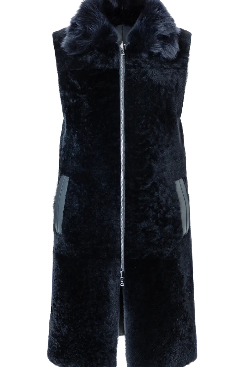 Sale Pepita Reversible Leather & Shearling Vest Women Lamb