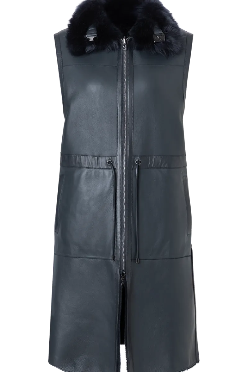 Sale Pepita Reversible Leather & Shearling Vest Women Lamb