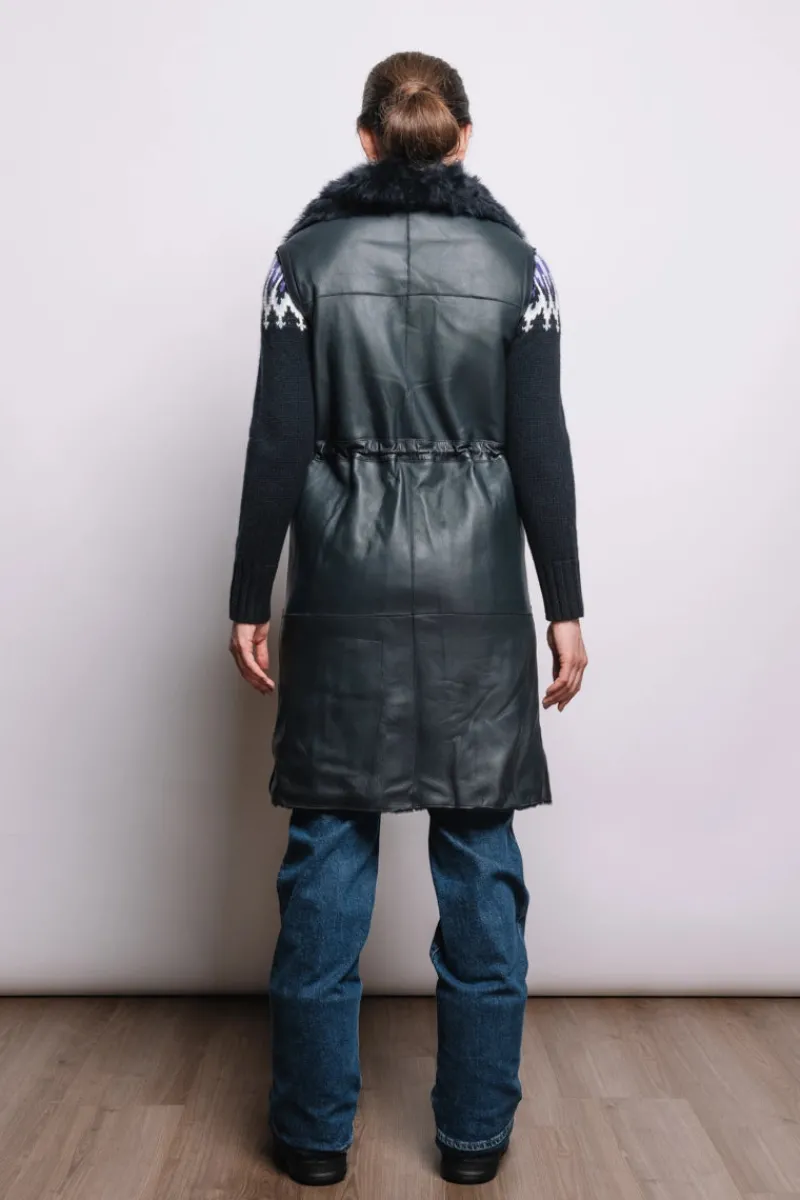 Sale Pepita Reversible Leather & Shearling Vest Women Lamb