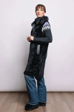 Sale Pepita Reversible Leather & Shearling Vest Women Lamb