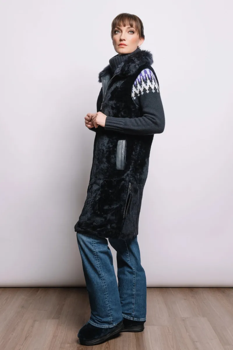 Sale Pepita Reversible Leather & Shearling Vest Women Lamb