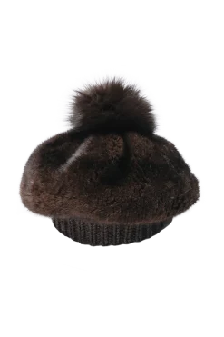 Sale Perforated Mink Beanie Hat-Mink Fur Pom Pom Women Hats|Mink