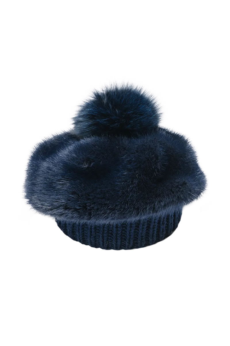 Sale Perforated Mink Beanie Hat-Mink Fur Pom Pom Women Hats|Mink