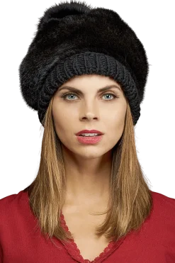 Sale Perforated Mink Beanie Hat-Mink Fur Pom Pom Women Hats|Mink