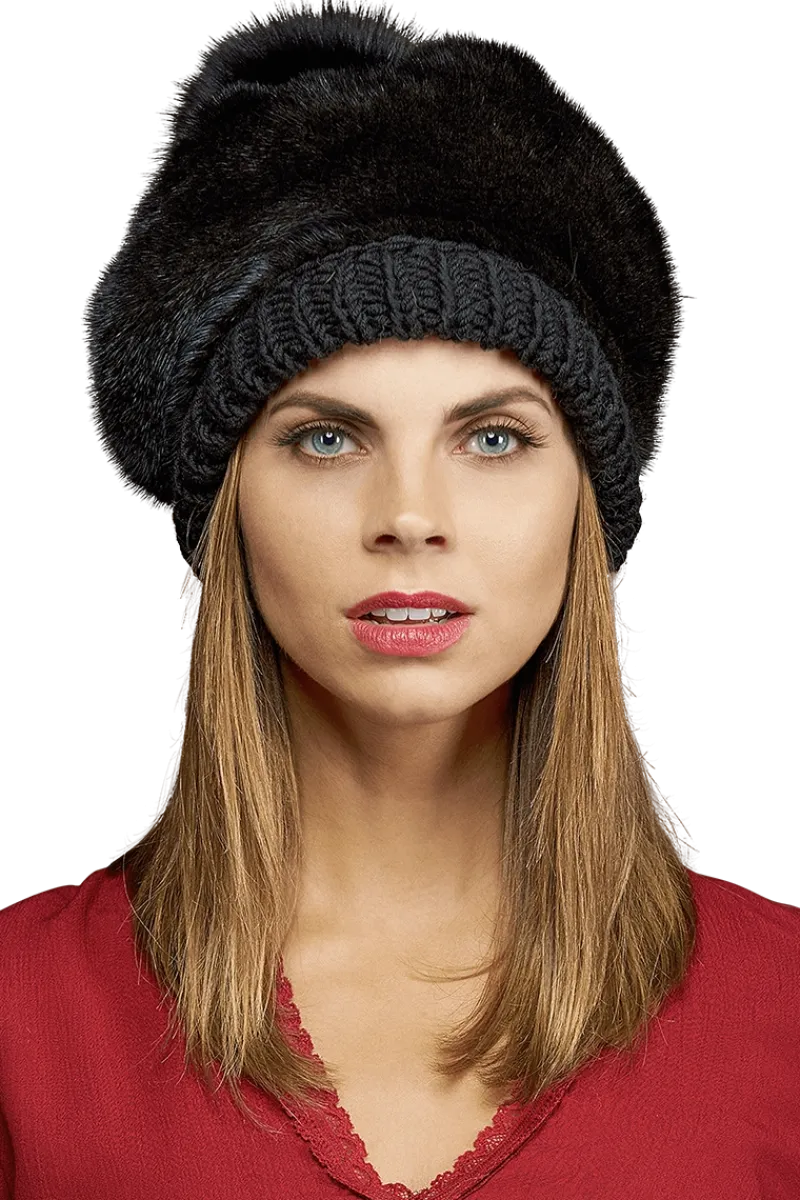 Sale Perforated Mink Beanie Hat-Mink Fur Pom Pom Women Hats|Mink