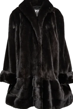 Outlet Plus Size Fashionable Mid Length Mink Fur Coat - Shawl Collar - Horizontal Hem Women Mink|Fur Coats