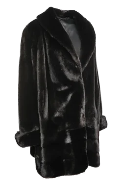 Outlet Plus Size Fashionable Mid Length Mink Fur Coat - Shawl Collar - Horizontal Hem Women Mink|Fur Coats