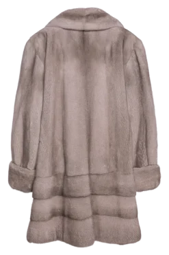 Outlet Plus Size Fashionable Mid Length Mink Fur Coat - Shawl Collar - Horizontal Hem Women Mink|Fur Coats
