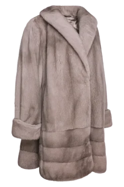 Outlet Plus Size Fashionable Mid Length Mink Fur Coat - Shawl Collar - Horizontal Hem Women Mink|Fur Coats