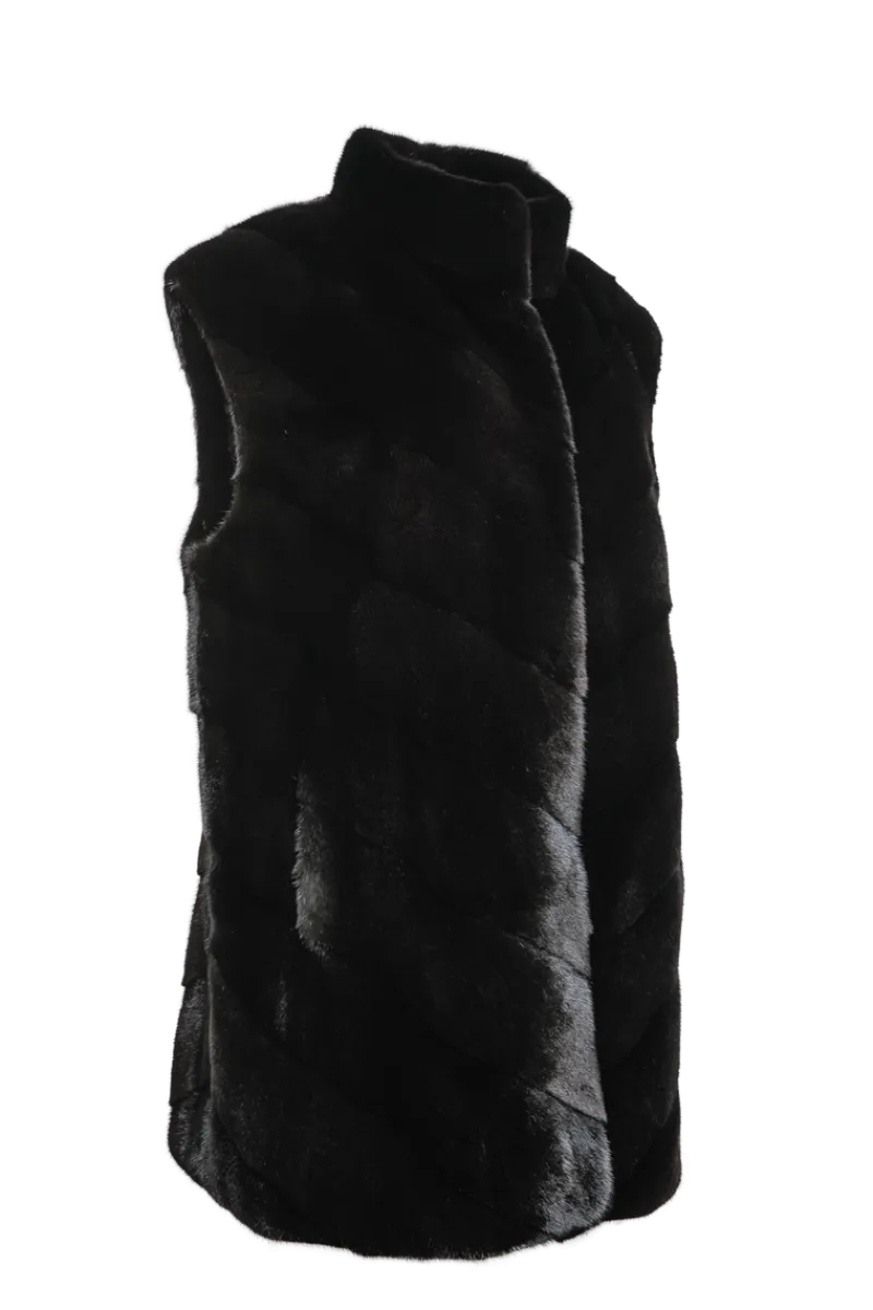 Clearance Plus Size V-Cut Hem Mink Fur Vest Women Mink|Plus Size Furs
