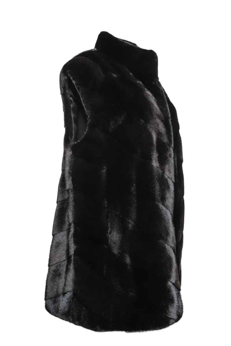 Clearance Plus Size V-Cut Hem Mink Fur Vest Women Mink|Plus Size Furs