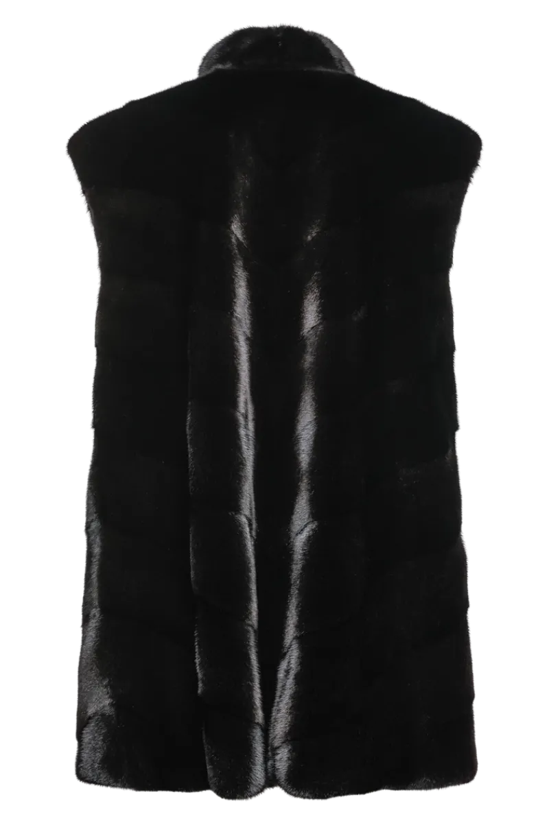 Clearance Plus Size V-Cut Hem Mink Fur Vest Women Mink|Plus Size Furs