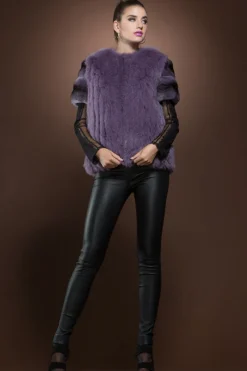 Sale Purple Fox and Chinchilla Zipper Fur Jacket Women Fur Jackets
