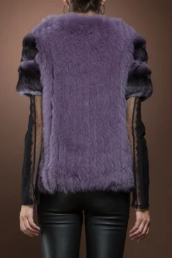 Sale Purple Fox and Chinchilla Zipper Fur Jacket Women Fur Jackets