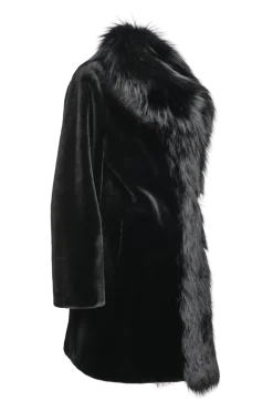 Online Reversible Fitted Sheared Mid Length Mink and Fox Fur Coat Women Mink|Fur Coats