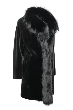 Online Reversible Fitted Sheared Mid Length Mink and Fox Fur Coat Women Mink|Fur Coats