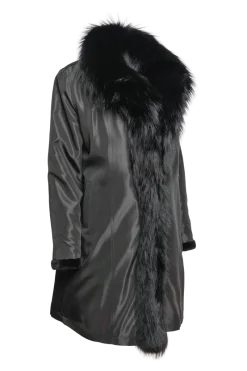 Online Reversible Fitted Sheared Mid Length Mink and Fox Fur Coat Women Mink|Fur Coats