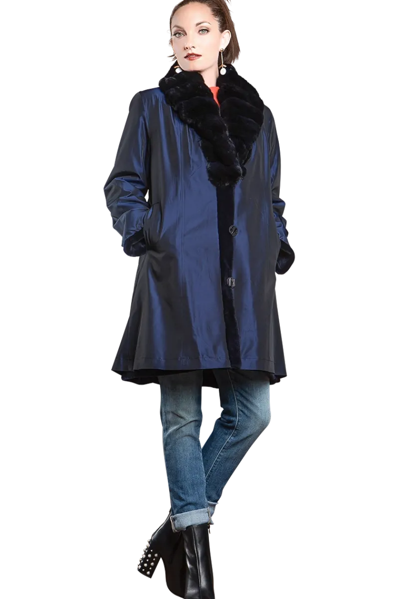 Discount Reversible Fitted Sheared Mid Length Mink Fur Coat - Chinchilla Shawl Collar Women Mink|Fur Coats