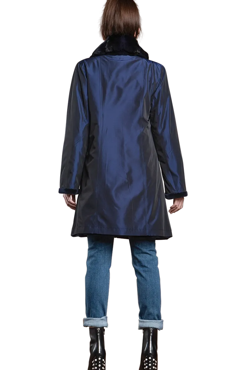 Discount Reversible Fitted Sheared Mid Length Mink Fur Coat - Chinchilla Shawl Collar Women Mink|Fur Coats