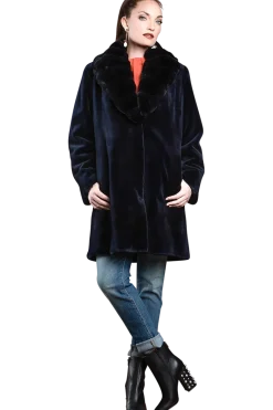 Discount Reversible Fitted Sheared Mid Length Mink Fur Coat - Chinchilla Shawl Collar Women Mink|Fur Coats