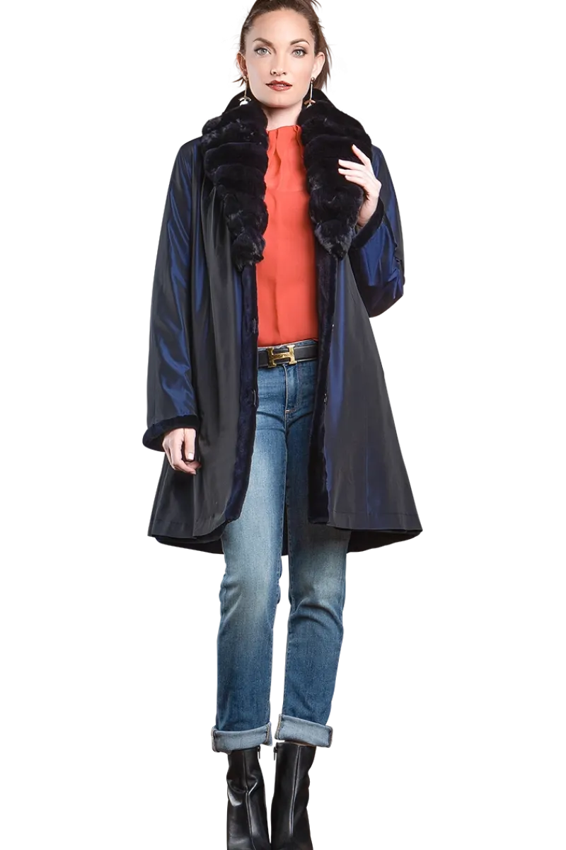 Discount Reversible Fitted Sheared Mid Length Mink Fur Coat - Chinchilla Shawl Collar Women Mink|Fur Coats