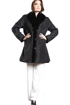 Discount Reversible Fitted Sheared Mid Length Mink Fur Coat - Chinchilla Shawl Collar Women Mink|Fur Coats