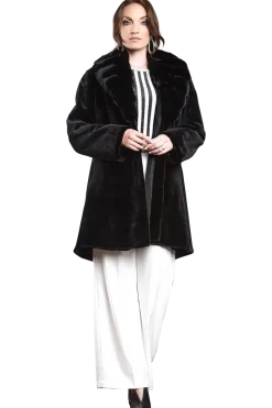 Discount Reversible Fitted Sheared Mid Length Mink Fur Coat - Chinchilla Shawl Collar Women Mink|Fur Coats